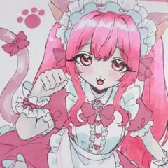 手描きイラスト オリジナル バニーガール ツインテール 女の子 原画