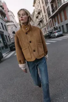 美品ZARA ザラ ダブルフェイスウールブレンドベスト ベルト付 ZARAの