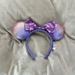 東京ディズニーリゾート ミニーマウス スパンコール カチューシャ 紫ピンク