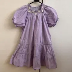 プティマイン　ラベンダー ティアード　ワンピース 110cm 半袖