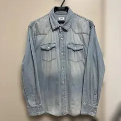 ヴィンテージ風デニムシャツ　メンズ　長袖　Mサイズ