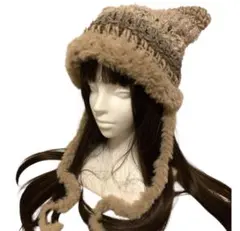 【現品限り‼️】猫耳ニット帽　猫耳帽子　ニット帽　ボンネット