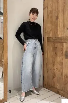 PUAL CE CIN　フロッキードットチュール2枚仕立てプチハイネック