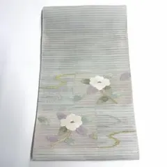 夏帯 袋帯 正絹紗 シャンパンゴールド 涼しげ 金糸 万寿菊 夏の