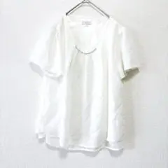 TRUDEA トルディア【M】カットソー パール フリル 半袖 白 ブラウス