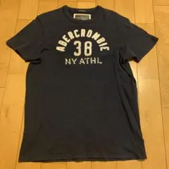 A&Fアバクロ紺アーチ刺繍ロゴTシャツ古着メンズ　アメカジ90sストリート