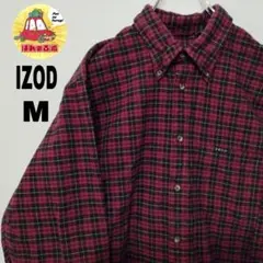 usa古着 IZOD ネルシャツ　M　レッド ブラック　チェック