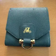 ダークグリーン レザー 二つ折り財布