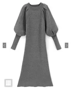 GRL ボリュームスリーブリブニットフレアワンピース [rut876] グレー