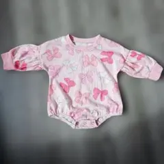 リボン柄ロンパース 0-3M