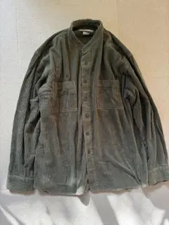 古着 90s 太畝コーデュロイシャツ オリーブ系 アメカジ PURE STUFF