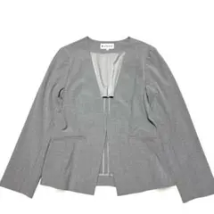 美品　GLOBAL WORK ウツクシルエットグレー ノーカラージャケット L