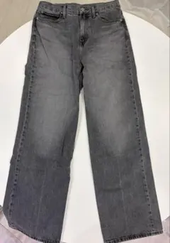 UNIQLO ワイドストレートジーンズ(W26)66cm 64 GRAY 美脚