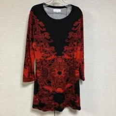 Joie Foret ブラック×レッド 総柄 長袖 チュニック　M〜Lサイズ