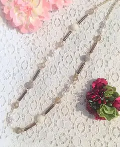 一点もの☆ハンドメイド ビーズネックレス☆ピンク・紫・白・ゴールド