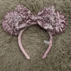 ディズニー　ミニーマウス　スパンコールカチューシャ　ピンク