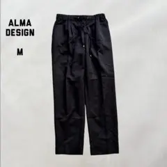 アルマデザイン ウエストゴム ワイドイージーパンツ 黒パンツ カジュアル
