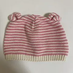 baby GAP ベビー帽子 ニット帽 くま耳 ピンク ボーダー