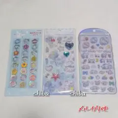 正規品　サンリオ　シナモロール　コットンパフィーシール　おはじき　ラインストーン