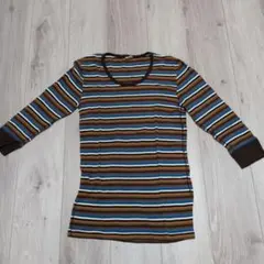 g.u. ストライプ 七分袖カットソー サイズ2