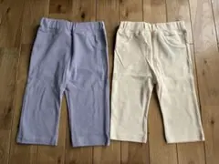新品 女の子 キッズ 短め丈 レギンスパンツ 白 紫 110センチ セット