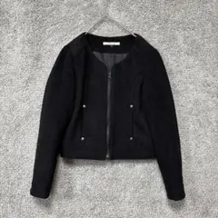 3075 アンレリッシュ ノーカラージャケット M 黒 スタッズ