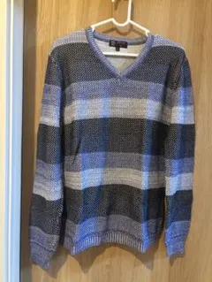 MK MICHELKLEIN ストライプ Vネック ニットセーター