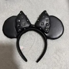 ブラック スタッズ付きミニーマウス耳カチューシャ