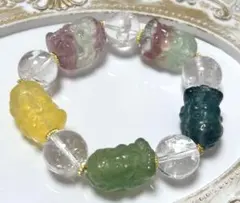 （A113)フローライト◆ガネーシャ◆虹入りアイリス水晶◆ブレスレットのサムネイル