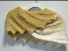 手編み フェザーショール ベージュ系