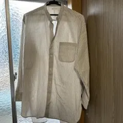 GU ホワイトストライプ 長袖シャツ M