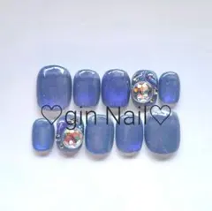 マグネットネイル　ネイルチップ　現品　 ニュアンス　ブルー　パープル　秋　冬