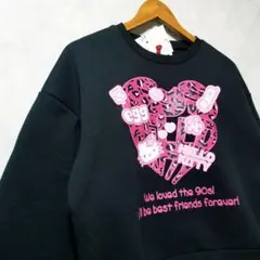 新品　ハートキティちゃん　レディース　トレーナー　L　裏起毛　黒色　SANRIO