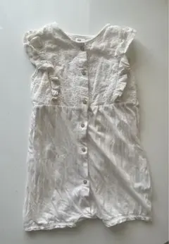 H&M アイボリー レースロンパース ヘアバンド付き100cm