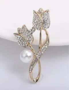 チューリップ ブローチ ラインストーン パール 入園式 入学式