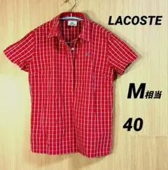 LACOSTE ✨半袖シャツ レッドチェック 40（M相当）