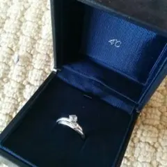 4℃　２連リング　華奢　アクアマリン　箱つき