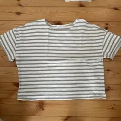 白とグレーのストライプ Tシャツ Sサイズ