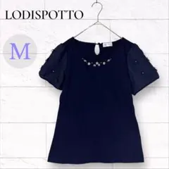 ロディスポット 半袖カットソー M ネイビー 綺麗め ストレッチのサムネイル