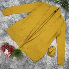 ✨7-IDconcept.✨サイズ38(M) リブ編みマスタードカーディガン