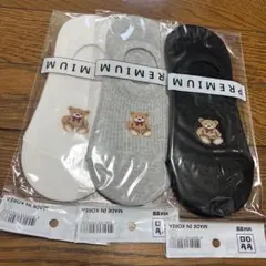 韓国靴下☆クマ刺繍☆ソックス☆3色セット