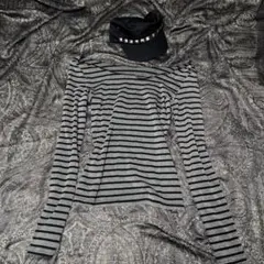 オフショル ストライプ トップス ウィッシュコア y2k