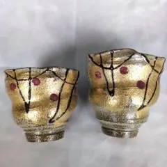 黒木国昭 作 銘 金彩【 光琳 】 ぐい呑 現代ガラス芸術の巨匠 作品