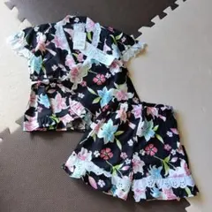 未使用★95★女の子　浴衣　ラメ★ゆり柄　花柄★