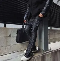OVERSIZED REVER MELTON COW LEATHER JACKE - メルカリ