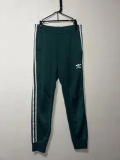adidas 3本ライン ダークグリーン ジャージパンツ XS