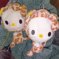 ハローキティ 2000年位ヒョウ柄ぬいぐるみ ２体セットまとめ売りレトロレア