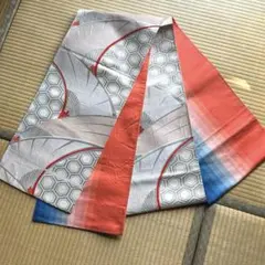 帯　袋帯　白　銀　亀甲　リバーシブル