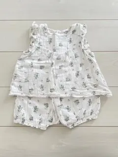 ホワイト　プチバトー　花柄　セットアップ　86cm 24m