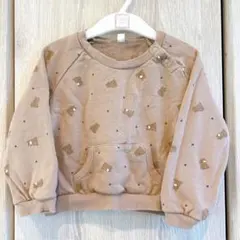 綿100%✨クマ柄 ココア色トレーナー 【100サイズ】小さめ可愛い ナチュラル